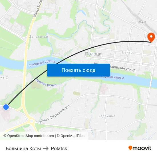Больница Ксты to Polatsk map