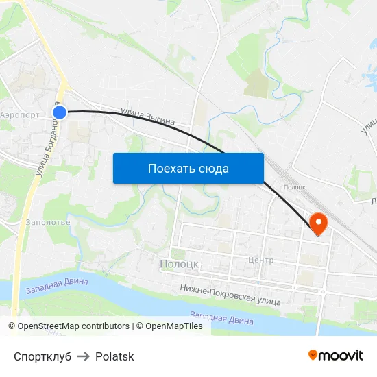 Спортклуб to Polatsk map