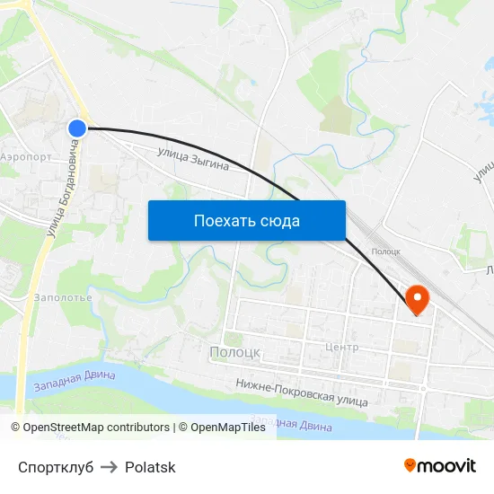 Спортклуб to Polatsk map