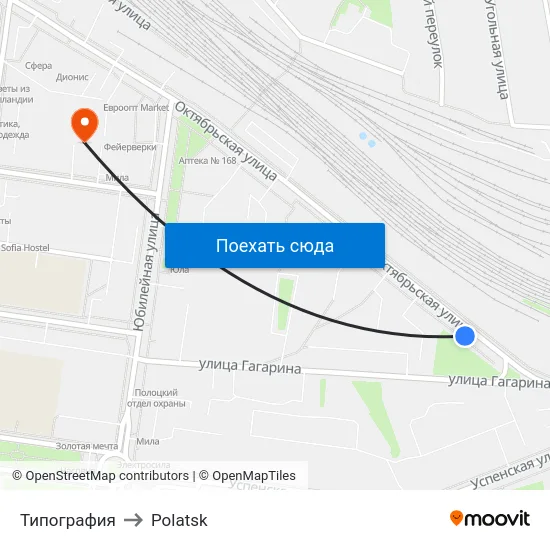Типография to Polatsk map