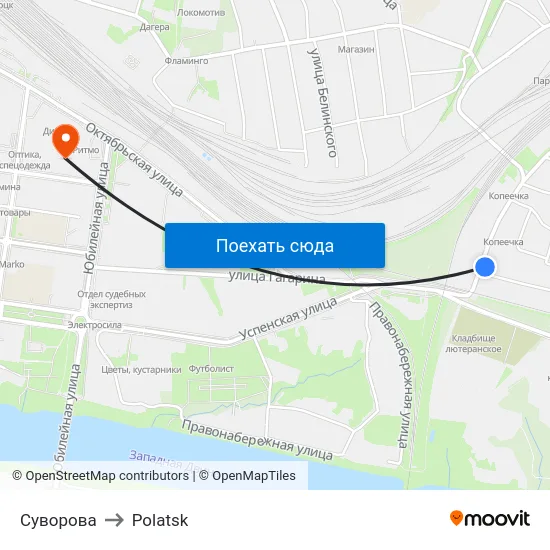 Суворова to Polatsk map