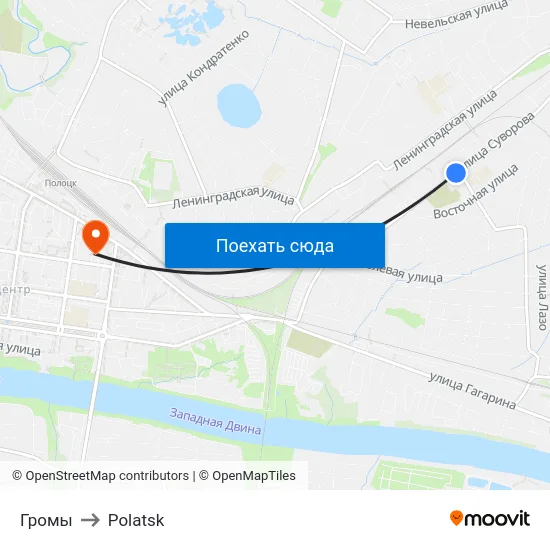 Громы to Polatsk map