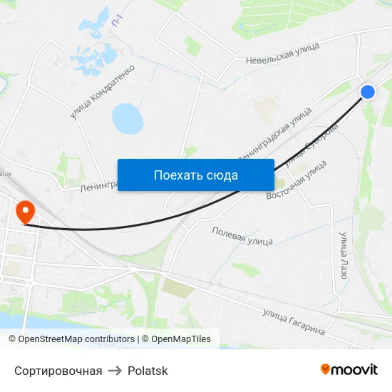 Сортировочная to Polatsk map