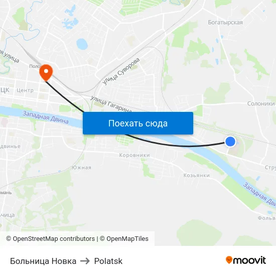 Больница Новка to Polatsk map