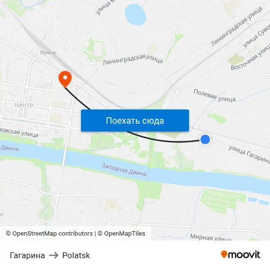 Гагарина to Polatsk map