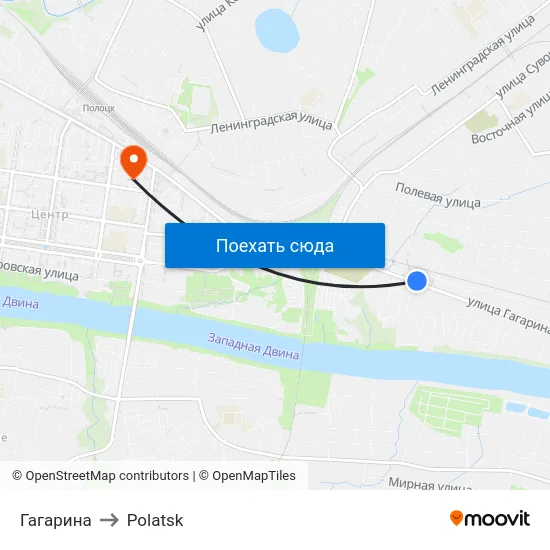 Гагарина to Polatsk map