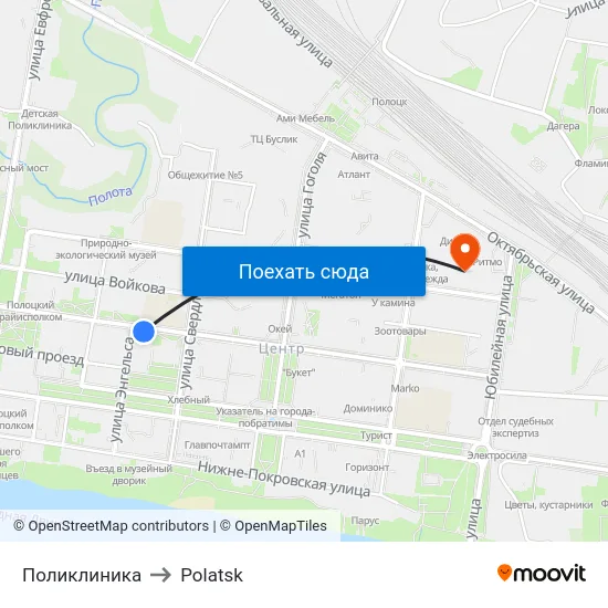 Поликлиника to Polatsk map