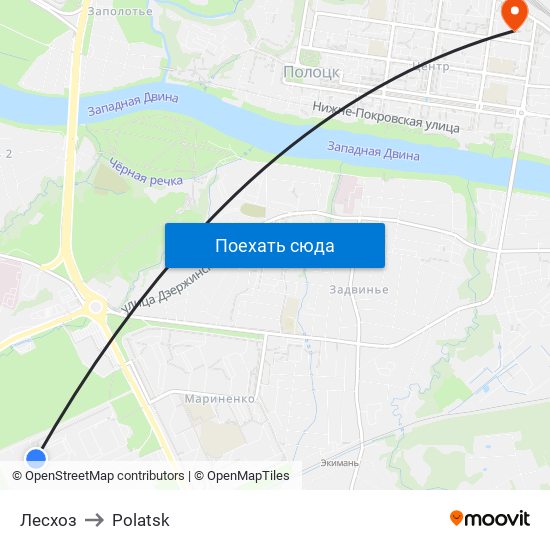 Лесхоз to Polatsk map