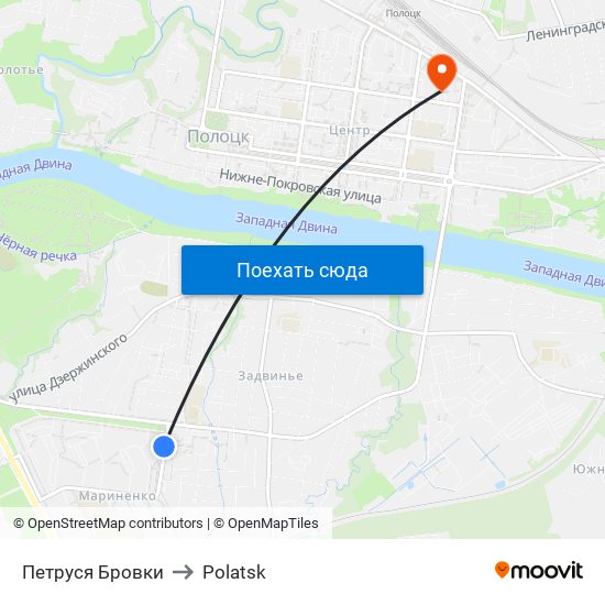 Петруся Бровки to Polatsk map