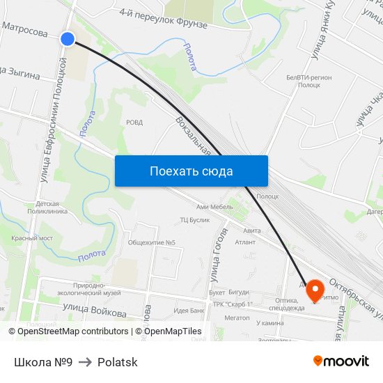 Школа №9 to Polatsk map