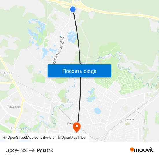 Дрсу-182 to Polatsk map