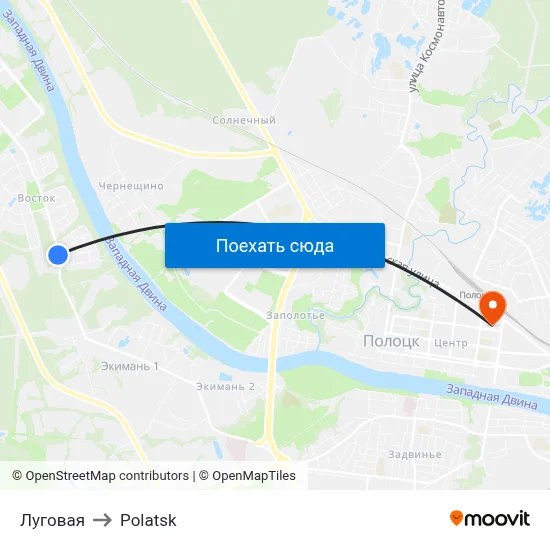 Луговая to Polatsk map