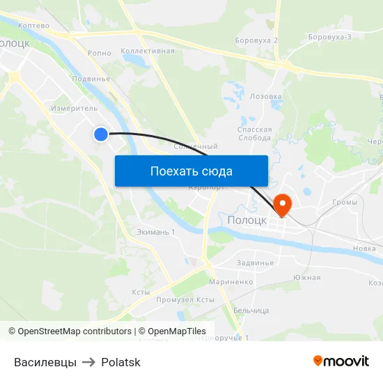 Василевцы to Polatsk map