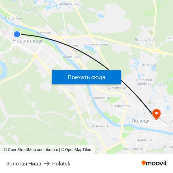 Золотая Нива to Polatsk map