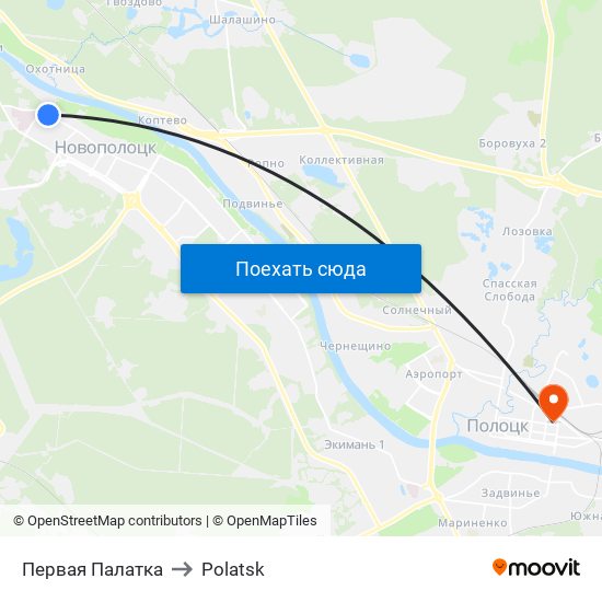 Первая Палатка to Polatsk map