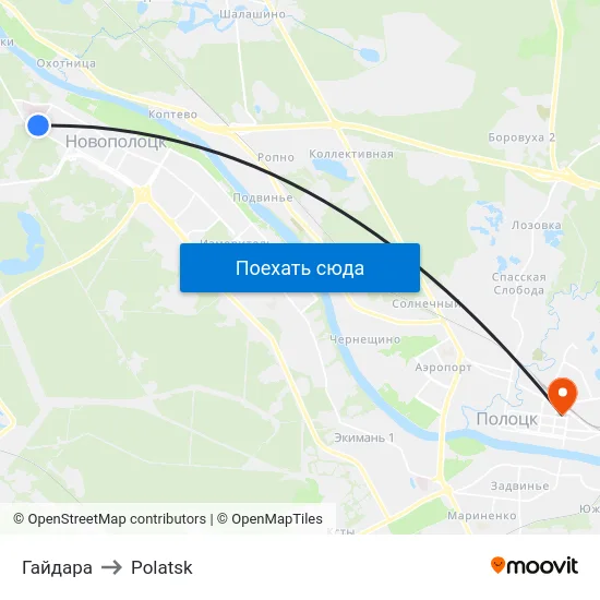 Гайдара to Polatsk map