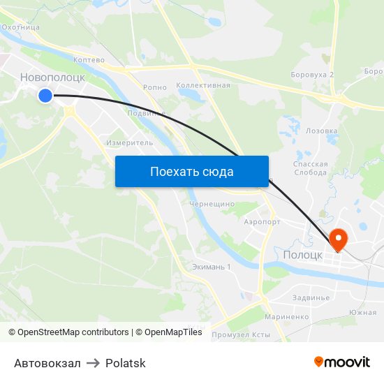 Автовокзал to Polatsk map