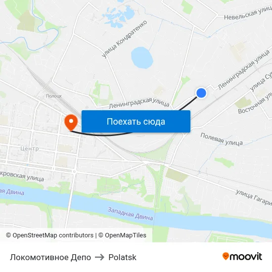 Локомотивное Депо to Polatsk map
