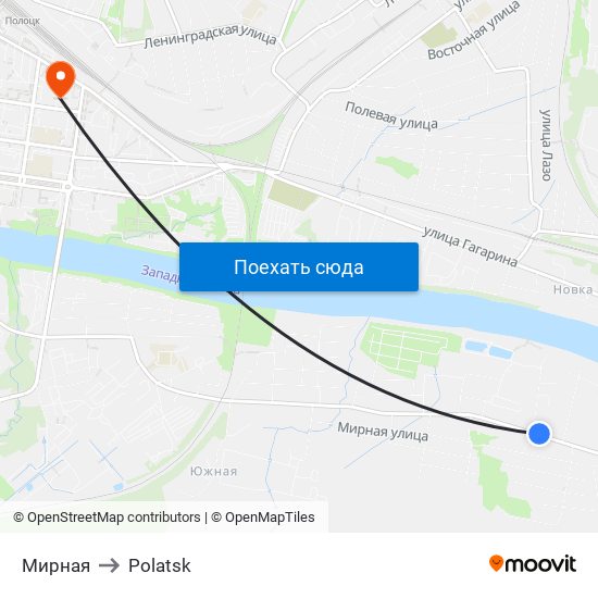 Мирная to Polatsk map