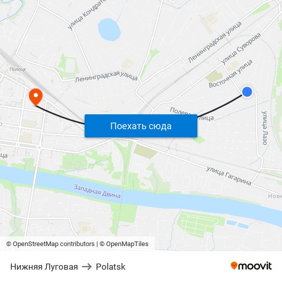 Нижняя Луговая to Polatsk map