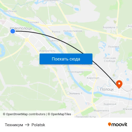 Техникум to Polatsk map