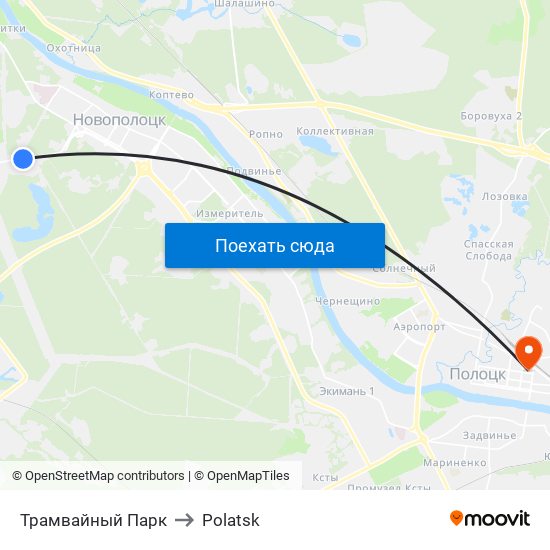 Трамвайный Парк to Polatsk map