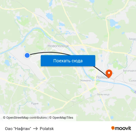 Оао "Нафтан" to Polatsk map