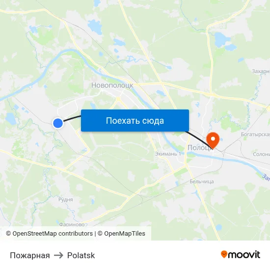 Пожарная to Polatsk map