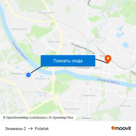 Экимань-2 to Polatsk map