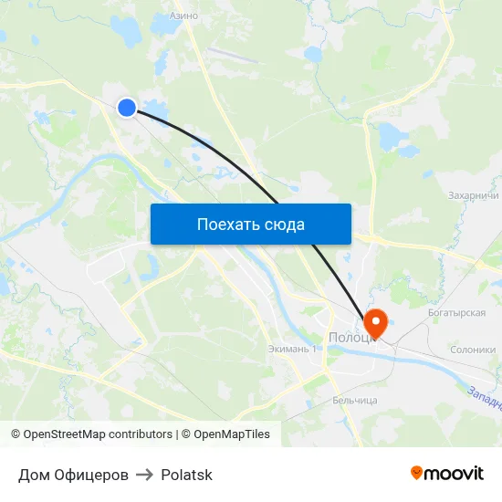 Дом Офицеров to Polatsk map