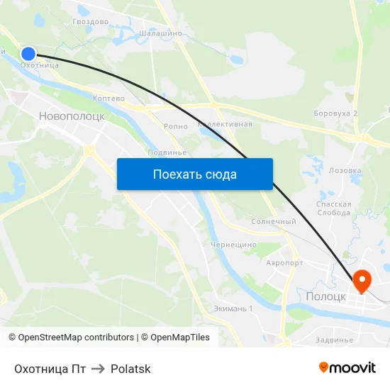 Охотница Пт to Polatsk map