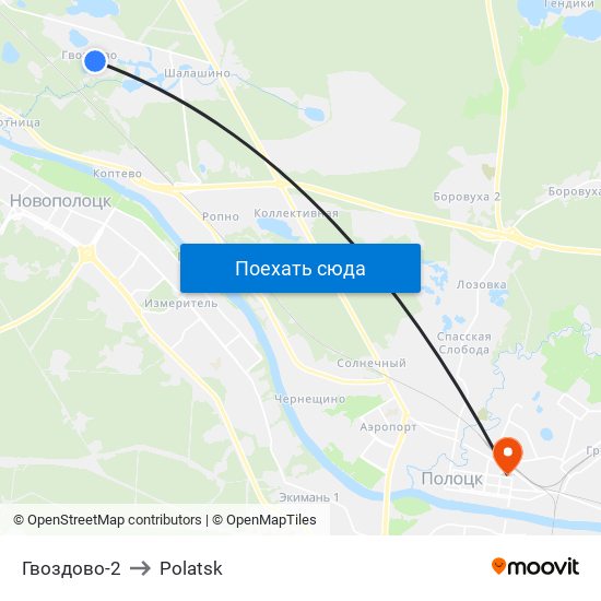 Гвоздово-2 to Polatsk map