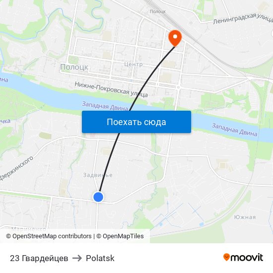 23 Гвардейцев to Polatsk map