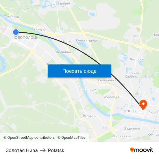 Золотая Нива to Polatsk map