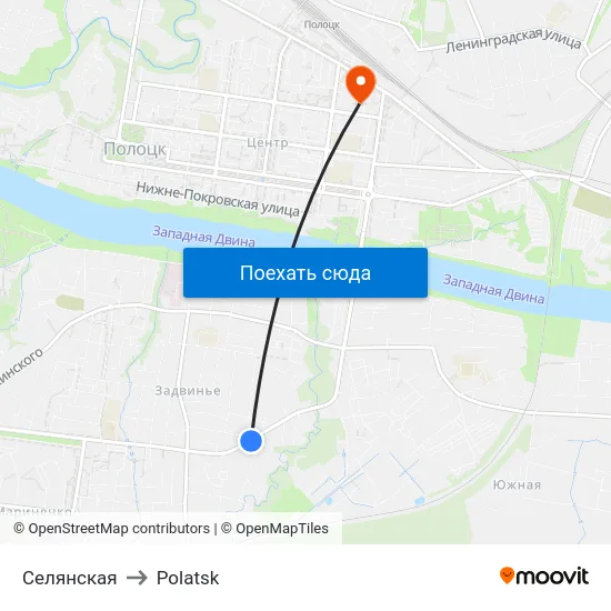 Селянская to Polatsk map