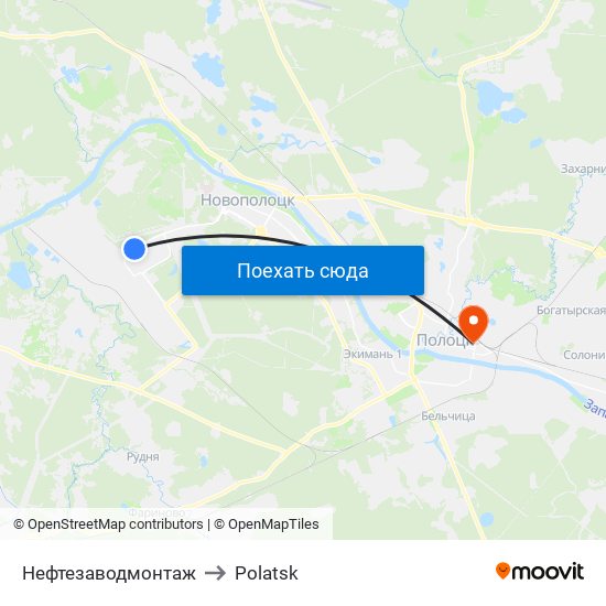 Нефтезаводмонтаж to Polatsk map