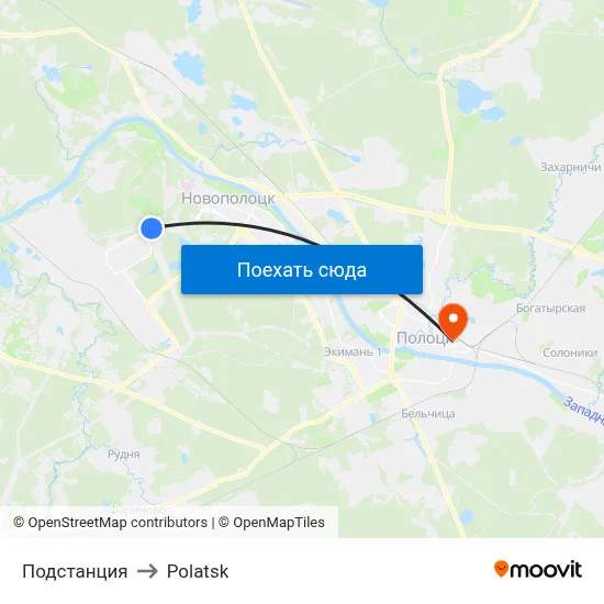 Подстанция to Polatsk map