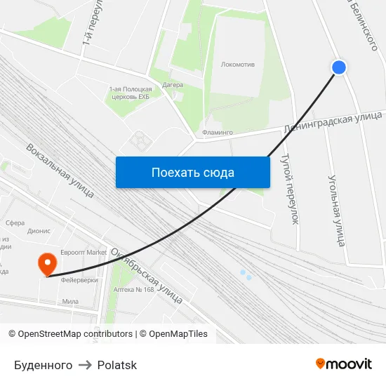 Буденного to Polatsk map