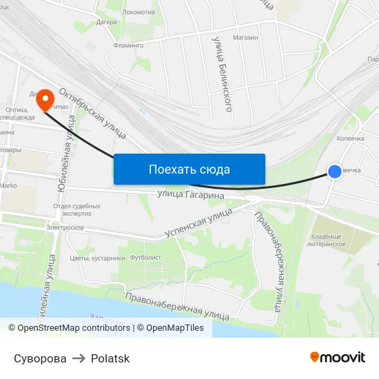Суворова to Polatsk map