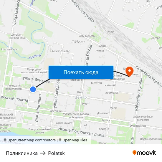 Поликлиника to Polatsk map