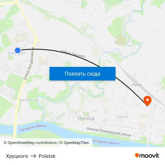 Хруцкого to Polatsk map