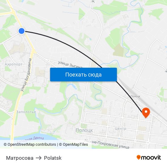 Матросова to Polatsk map