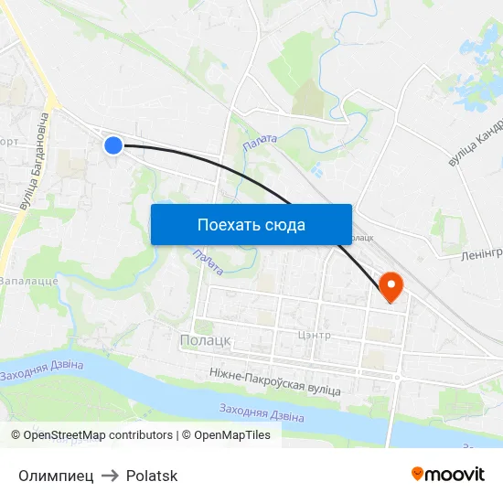 Олимпиец to Polatsk map