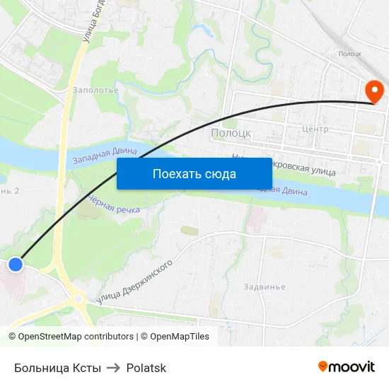 Больница Ксты to Polatsk map