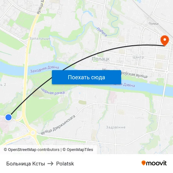 Больница Ксты to Polatsk map