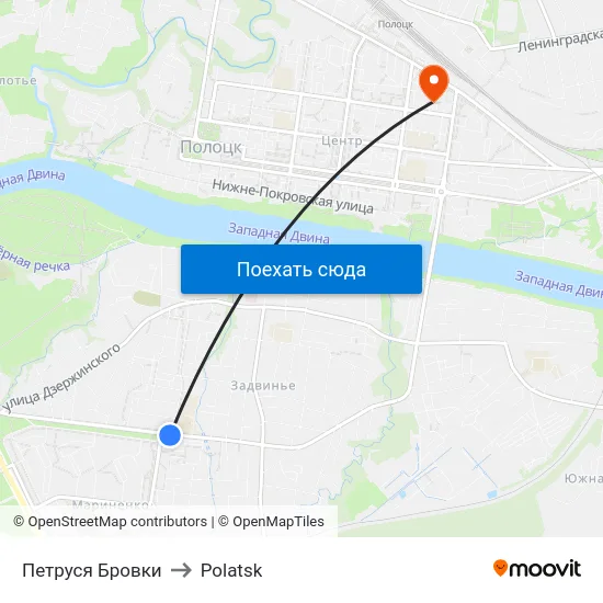 Петруся Бровки to Polatsk map
