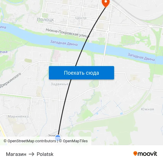 Магазин to Polatsk map