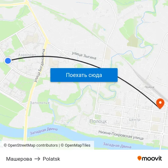 Машерова to Polatsk map