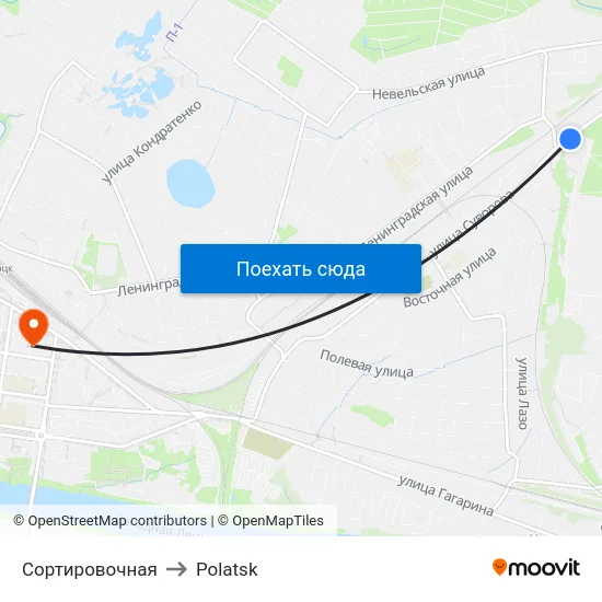 Сортировочная to Polatsk map