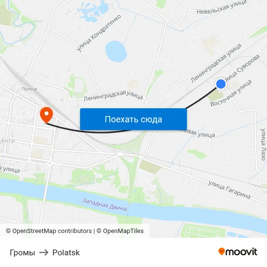 Громы to Polatsk map